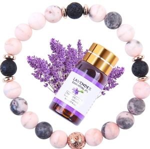 Lava Rock w/Rose Gold Essential Oil Diffuser Chakra Bracelet